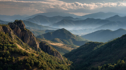 Obraz premium Panoramic view of snow-capped mountains under a clear blue sky