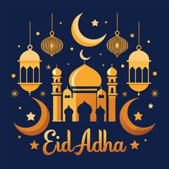 Eid al adha mubarak template vector