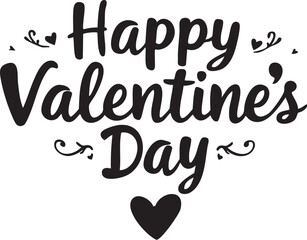 Typography Lettering Design for Valentine's Day with Hearts and Swirls

