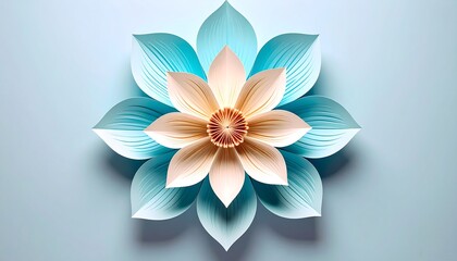 Delicate paper crafted flower in soft pastel hues, with intricate details