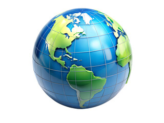 Naklejka premium A blue and green globe of the earth isolated on transparent background
