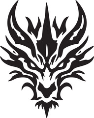 Stylized Tribal Dragon Head: A Bold and Ferocious Vector Illustration

