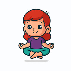 Cartoon girl practicing yoga vector illustration