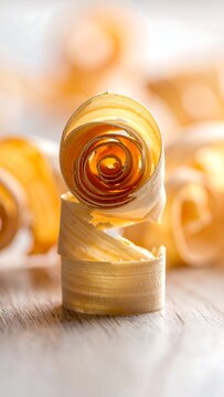 Wood shavings in spiral formation