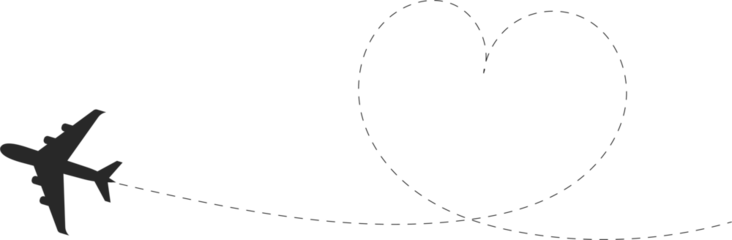 Airplane Silhouette with Heart-Shaped Flight Path
