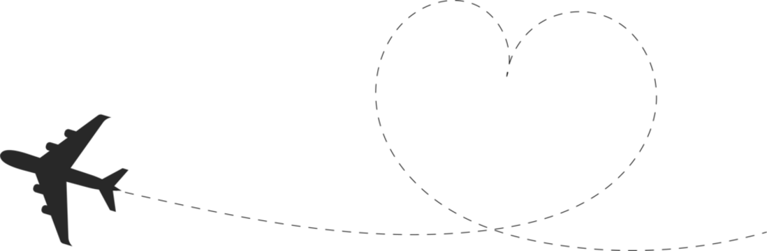 Airplane Silhouette with Heart-Shaped Flight Path