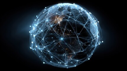 conceptual image of a globe with network connections symbolizing global internet technology