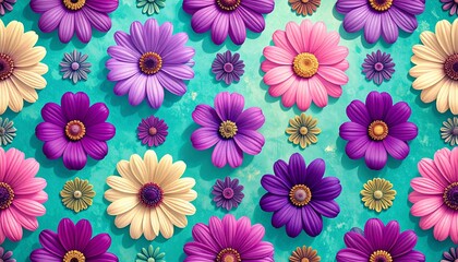 Fototapeta premium Abstract geometric backgrounds with floral motifs.
