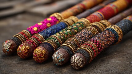 traditional indian dandiya sticks for navratri festival
