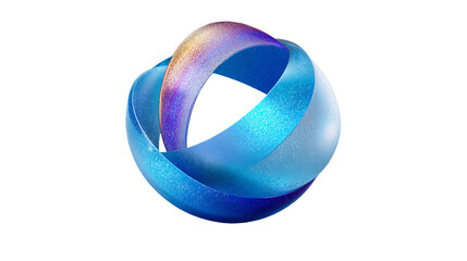 Colorful abstract spiral object with glitter on a dark backdrop on transparent background