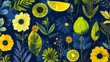 Vibrant abstract geometric backgrounds with floral motifs.
