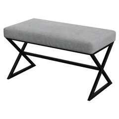 Elegant couch with gray textile cover and black metal legs in star shape. Perfect for modern interior.