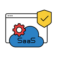 Obraz premium SaaS Icon for cloud-based software services, digital tools, and business solutions that enhance enterprise operations and digital transformation.