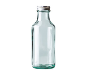 Clear glass bottle with a silver lid