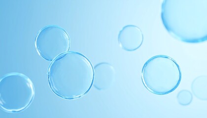 Floating, translucent bubbles in light blue