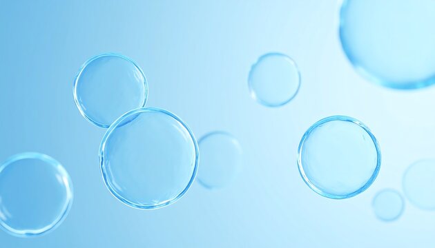 Floating, translucent bubbles in light blue - Powered by Adobe