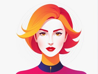 A stylized female figure with bold colors and a futuristic appearance