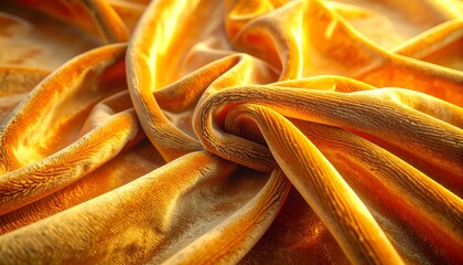 Luxurious golden velvet fabric with soft draping folds