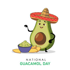 Guacamole. Mexican food. Traditional green sauce guacamole with nachos, avocado, chili and lime wedges. 3d vector illustration. Latin American National Dish National Guacamole Day