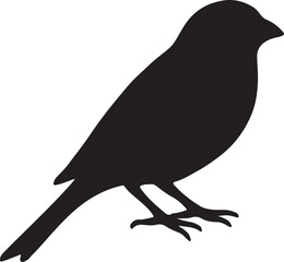 Elegant black silhouette of a small bird perched gracefully showing detail