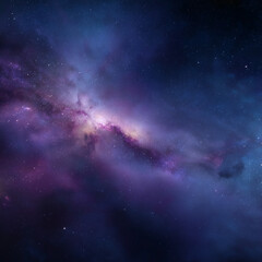 Mystic purple galaxy in deep space. Vibrant cosmic nebula cloudscape. Ideal for astronomy, sci-fi, and digital backgrounds.
