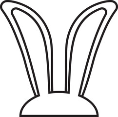 Easter bunny ear outline icon. Black silhouette vector illustration isolated on transparent background, element for easter decoration, cutting or printing. Rabbit ears kid headband design.