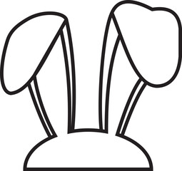 Easter bunny ear outline icon. Black silhouette vector illustration isolated on transparent background, element for easter decoration, cutting or printing. Rabbit ears kid headband design.