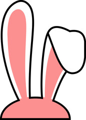 Easter bunny ear icon. Pink silhouette vector illustration isolated on transparent background, element for easter decoration, cutting or printing. Easter Bunny ears kid headband vector design.