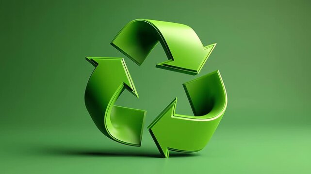 Green recycle symbol sustainability eco icon 3D render green arrow circular economy environmental waste reduction clean design minimal style eco
