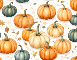 Fall pumpkins seamless pattern