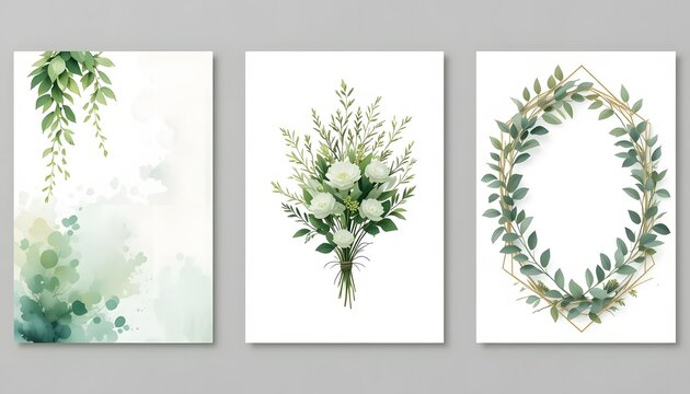 Elegant greenery wedding invitation suite with floral accents