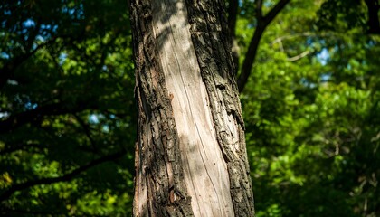 Obraz premium Close-up tree trunk in sunlight