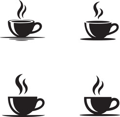 Obraz premium Hot beverage cups with steam coffee cup hot drink