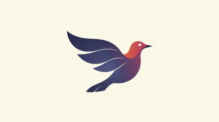 Fototapeta premium Elegant stylized bird mid-flight with flowing shapes and subtle gradients, combining simplicity and dynamic movement for standout merch designs.