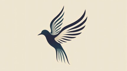 Obraz premium Elegant stylized bird mid-flight with flowing shapes and subtle gradients, combining simplicity and dynamic movement for standout merch designs.