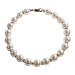Obraz premium Lustrous round cream pearls compose an elegant necklace, embodying timeless beauty, sophistication. Each pearl reflects light, generating precious, glamorous accessory. Luxurious