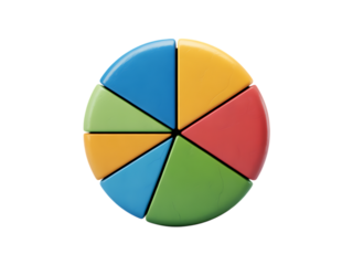 Colorful pie chart isolated on transparent background