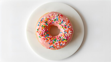 Delicious Donut Delight A Sweet Treat with Pink Glaze and Colorful Sprinkles