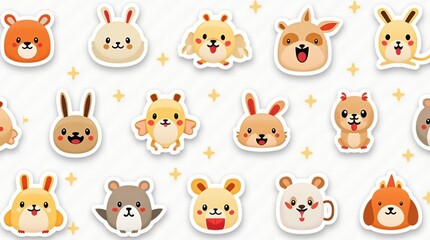 Illustration of playful icons and cute characters arranged as a seamless pattern, perfect for stickers, mugs, and other merchandise products.

