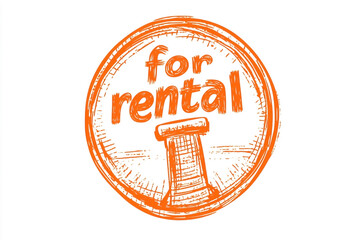 Dynamic 'For Rental' Stamp Illustration with Artistic Textured Details