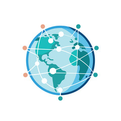 Global network connections and digital connectivity around the world