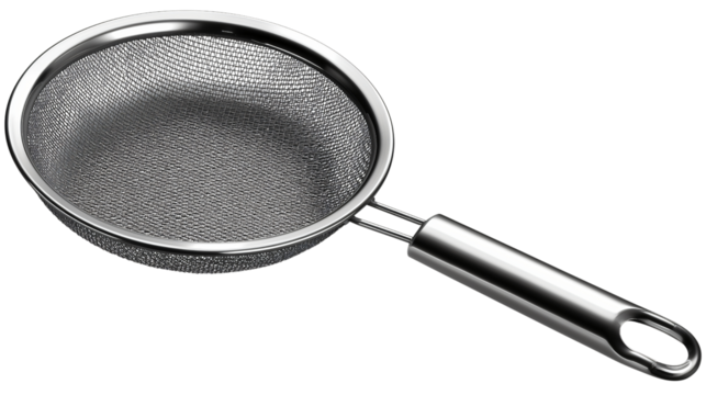 Sturdy kitchen tool, perfect for straining liquids or preventing cooking splatters, brings precision to culinary tasks. Its durable mesh and comfortable handle offer confident