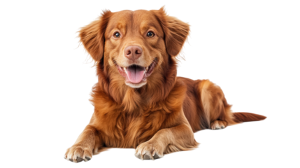 Nova Scotia Duck Tolling Retriever Lying Down isolated on a Transparent or white Background