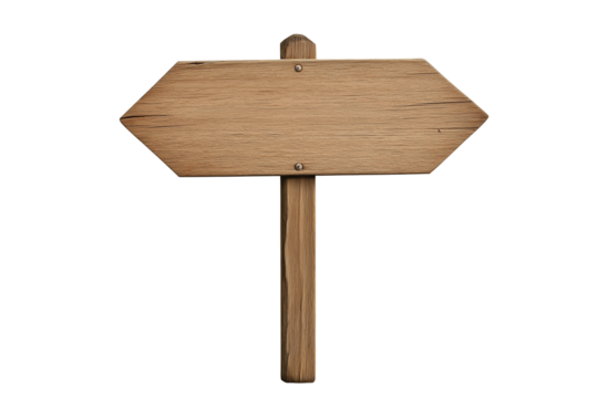 A rustic wooden signpost, a versatile blank slate for personalized messages, sits against a backdrop, inviting exploration. 