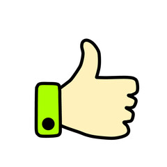 Cartoon thumbs up hand gesture isolated on transparent background illustration