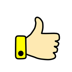 Cartoon thumbs up hand gesture isolated on transparent background illustration