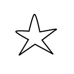 Simple black outline of a fivepointed star isolated on transparent background
