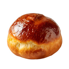 Fresh Brioche Roll with Glossy Finish on Transparent Background