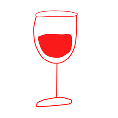 Red wine glass illustration, a simple drawing isolated on transparent background