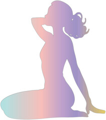 Elegant pastel gradient silhouette of a woman in a seated pose. Ideal for wellness, meditation, fashion, modern art, and stylish digital projects.